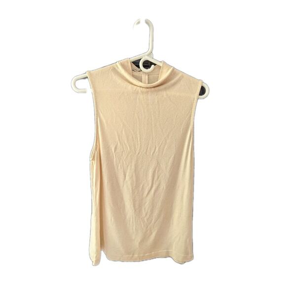 Vince Cream Sleeveless Knit Mock Turtleneck Size Large Business - Picture 1 of 7